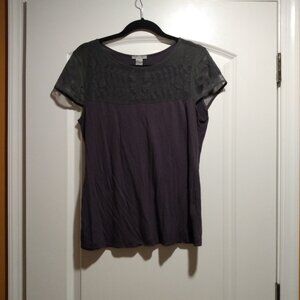 Dark Green Leaf Mesh Top Lightweight Top